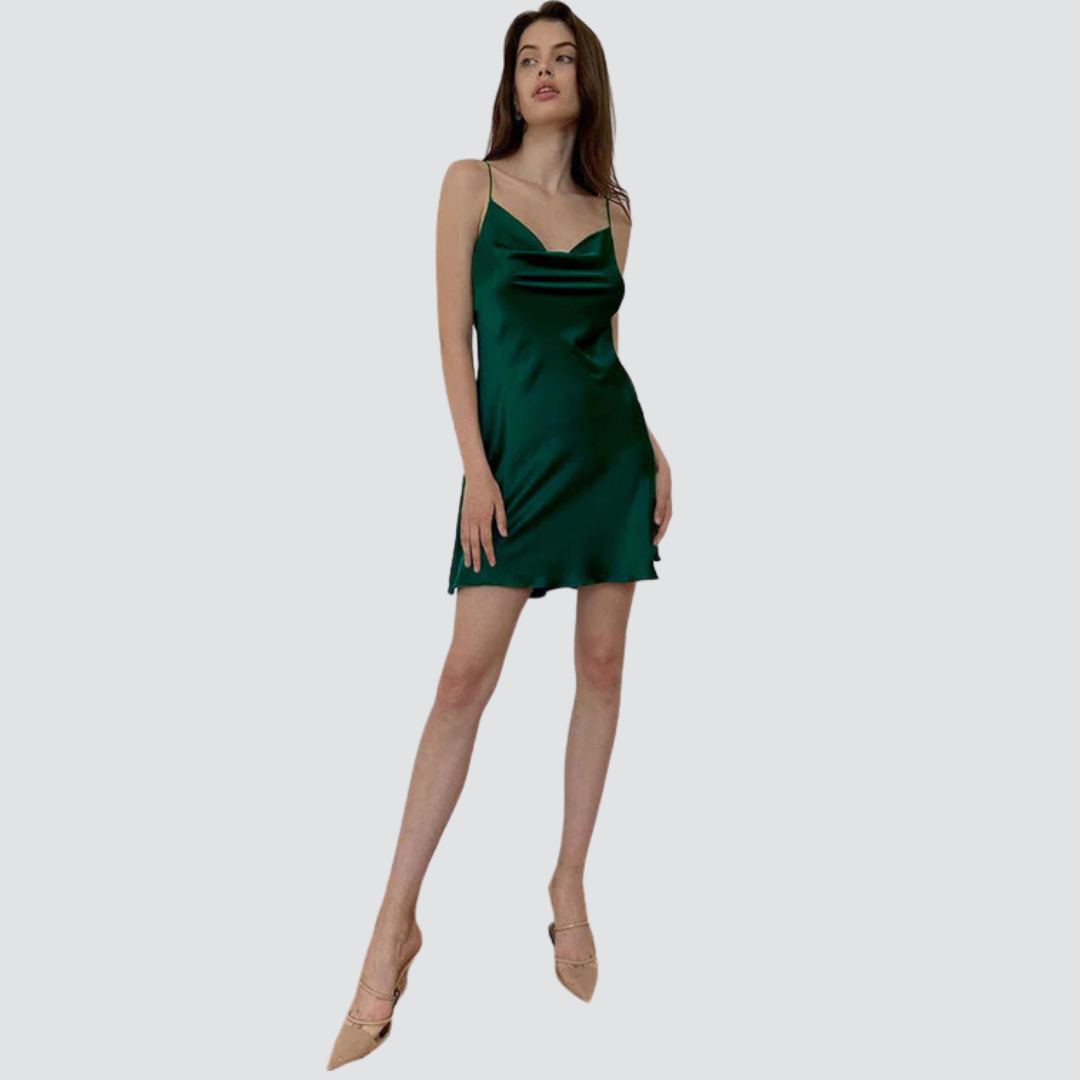 Mini Vestido com Alça Espaguete - Verde