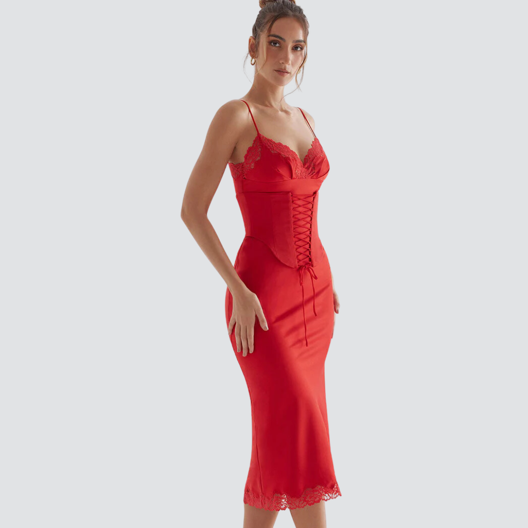 Vestido Midi Dress Rosetta - Vermelho