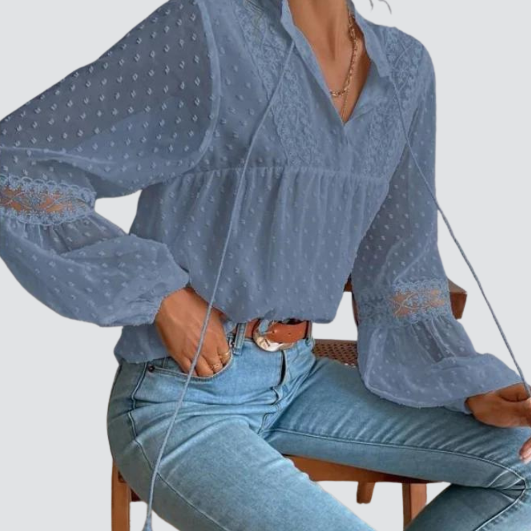 Blusa de Renda com Decote em V: Elegância e Sofisticação