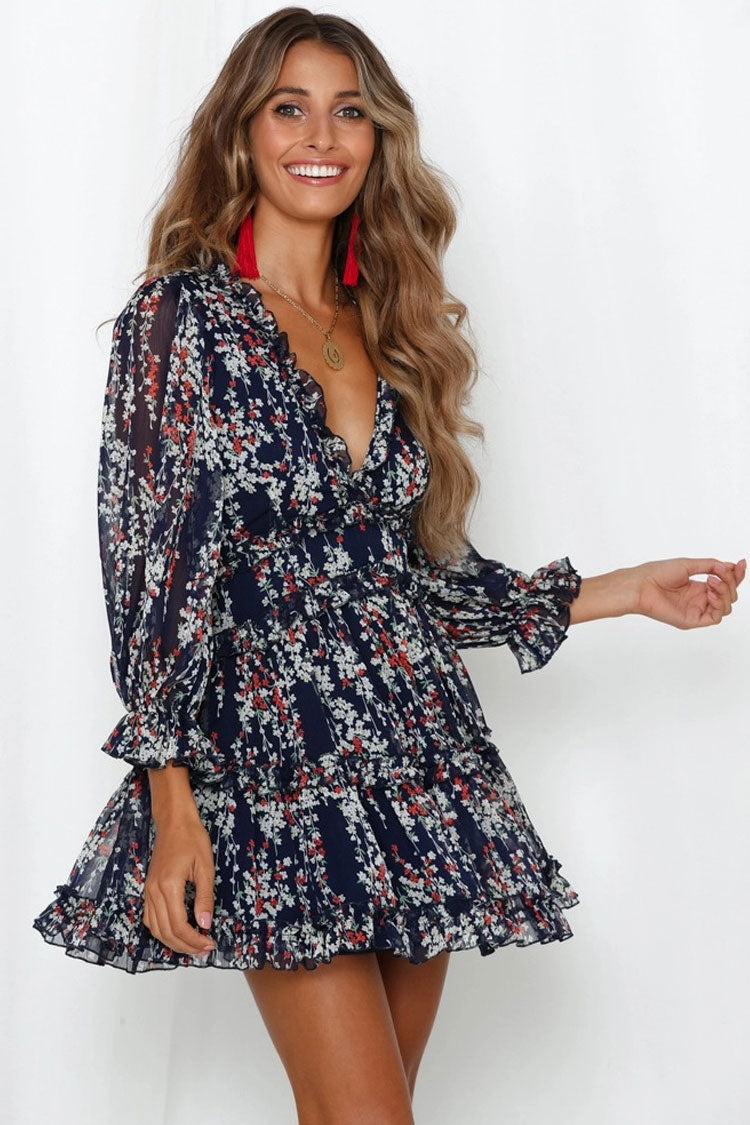 Vestido Chiffon com babados Floral